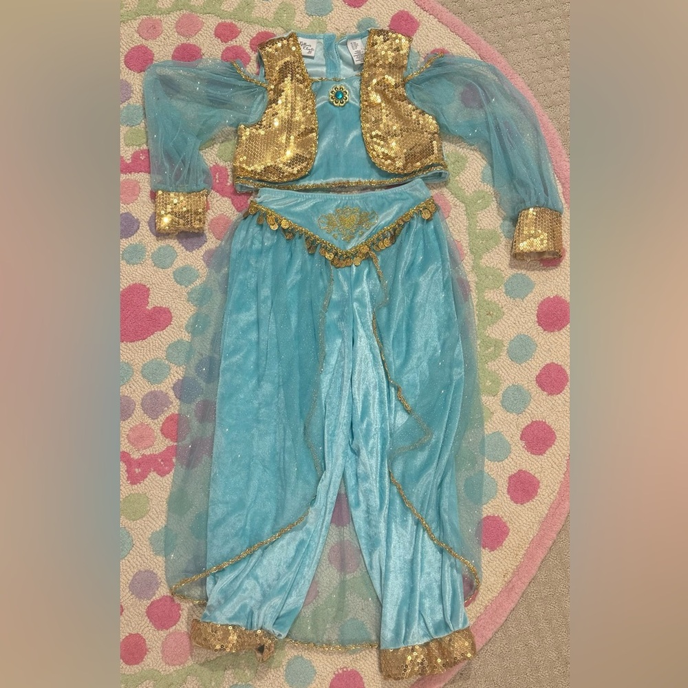 Sparkling Blue and Gold Kids Dance Costume
